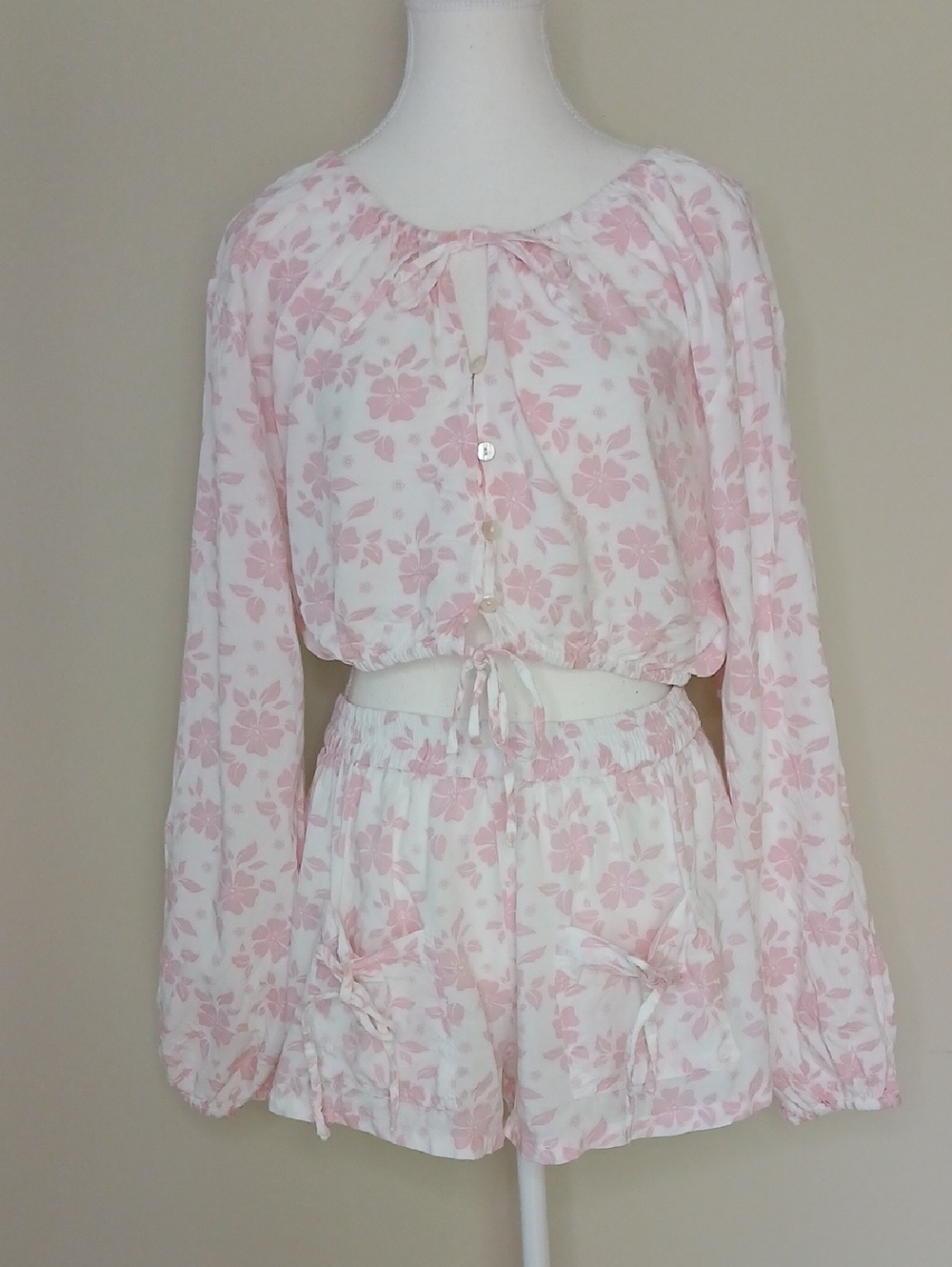Salty Lemon Two Piece Floral Set Semi Sheer Size Medium